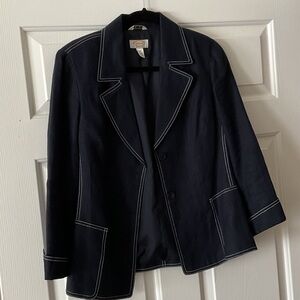 Chico's Navy Blazer with White Stitching